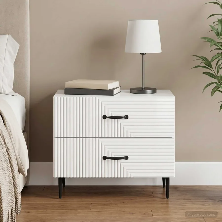 Cabinet de chevet Blanc brillant 62 x 34,5 x 47,5 cm