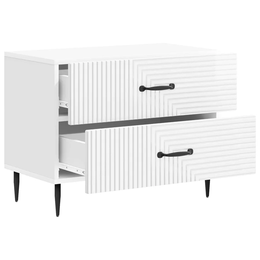 Cabinet de chevet Blanc brillant 62 x 34,5 x 47,5 cm - 4