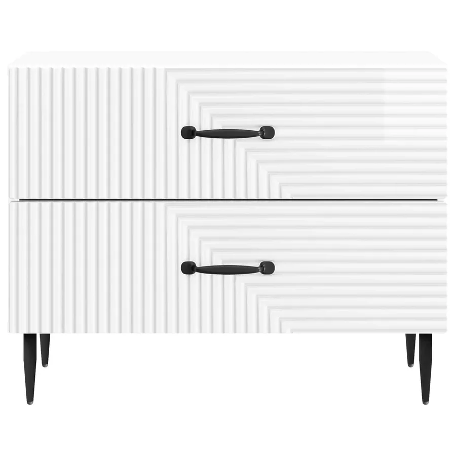 Cabinet de chevet Blanc brillant 62 x 34,5 x 47,5 cm - 5