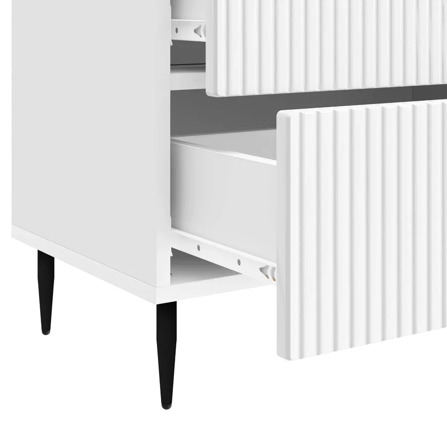 Cabinet de chevet Blanc brillant 62 x 34,5 x 47,5 cm - 9