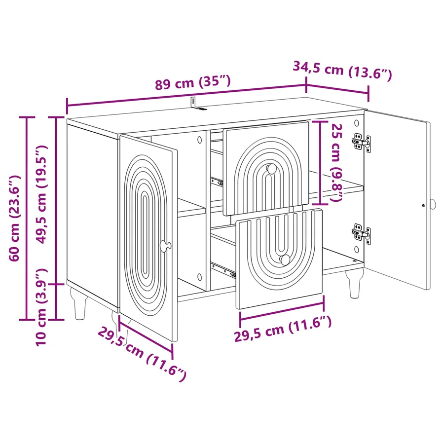 Meuble TV Chêne fumé 89 x 34,5 x 60 cm Bois d'ingénierie - 11
