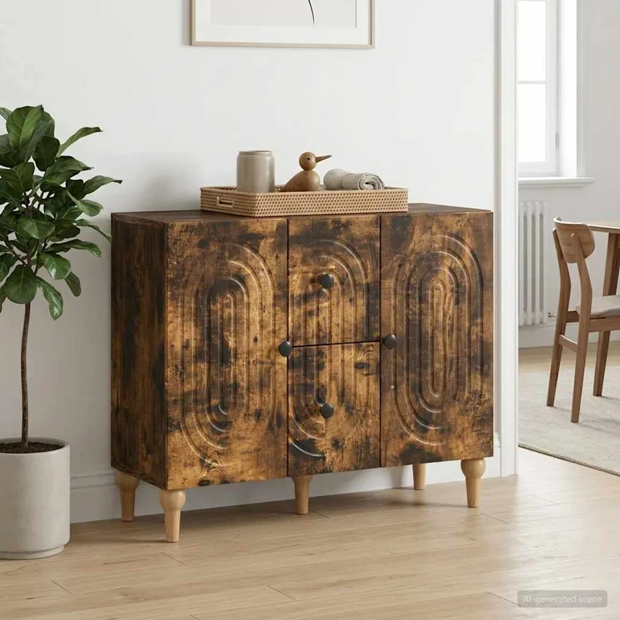 Meuble TV Chêne fumé 89 x 34,5 x 60 cm Bois d'ingénierie - 4