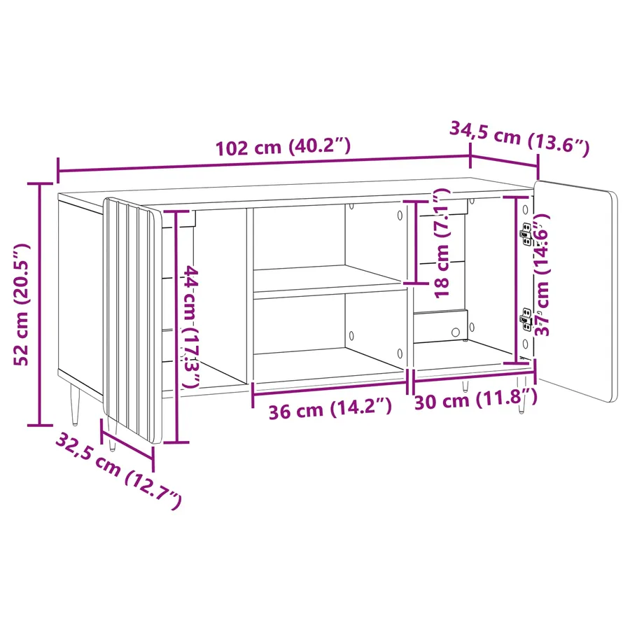 Meuble TV Blanc brillant 102 x 34,5 x 52 cm Bois d'ingénierie - 11