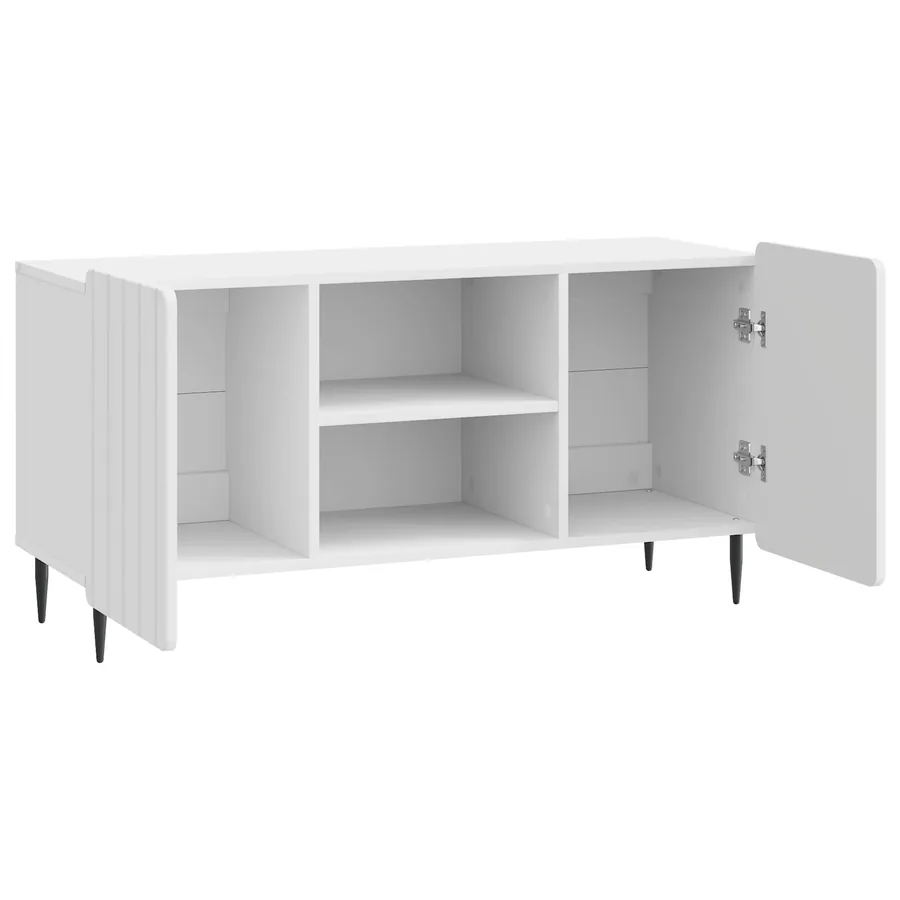 Meuble TV Blanc brillant 102 x 34,5 x 52 cm Bois d'ingénierie - 5