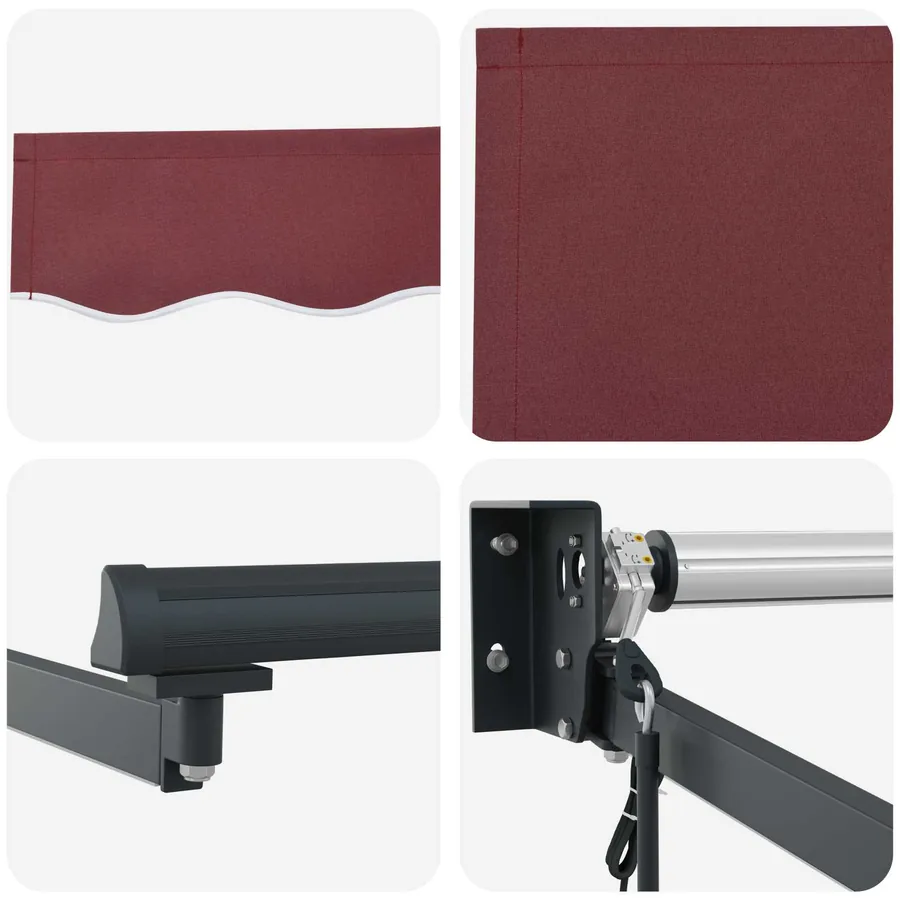Auvent rétractable électrique Rouge bordeaux 3,5 x 2,5 m - 9