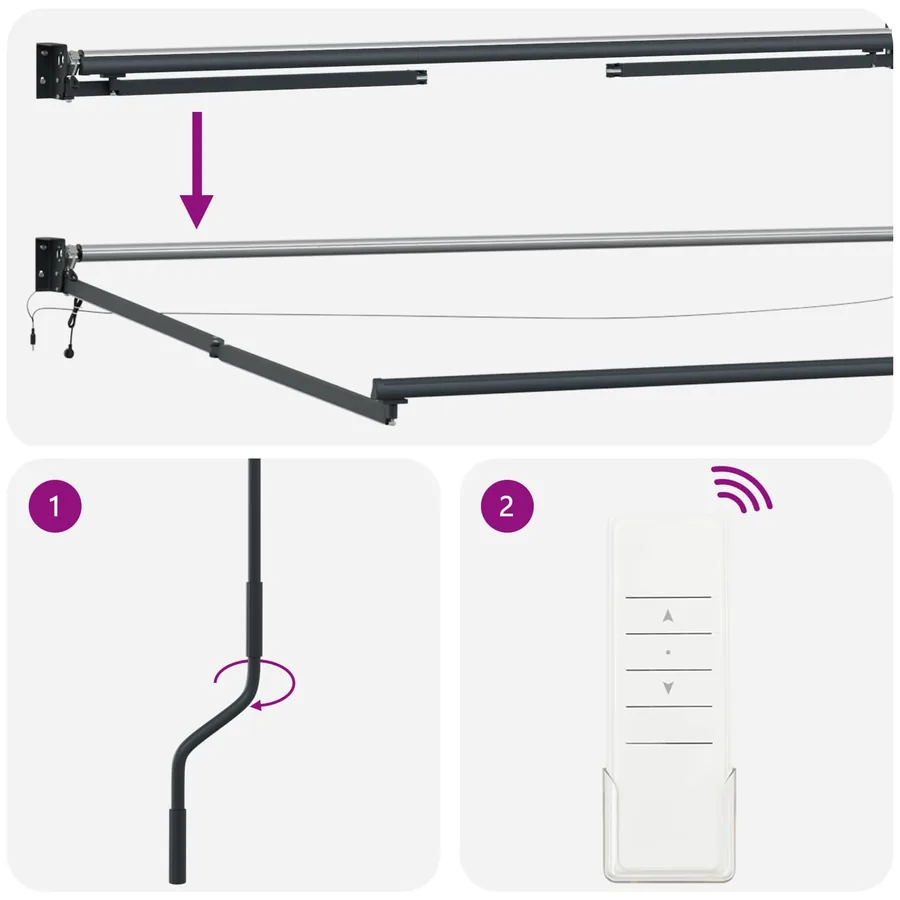 Cadre de store rétractable électrique Anthracite 2,5 x 2 m - 7