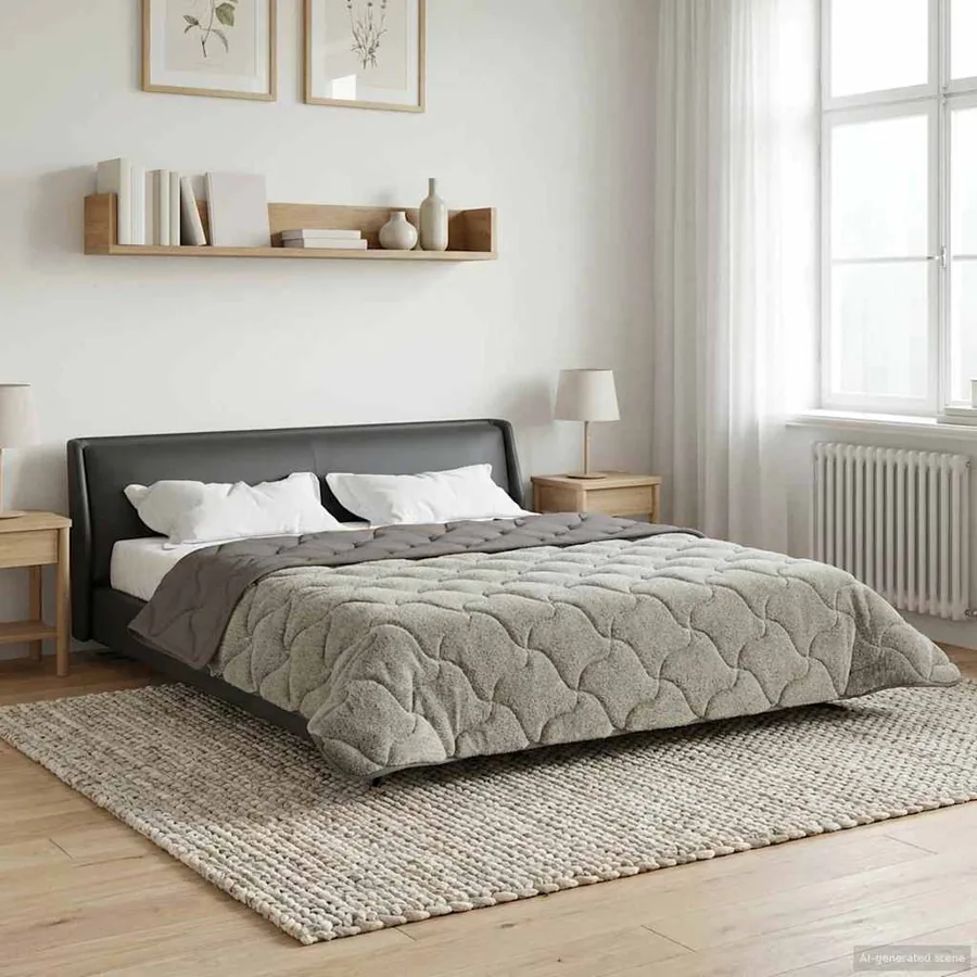 Duvet complet toute l'année Matelassé Gris clair 240 x 260 cm - 4