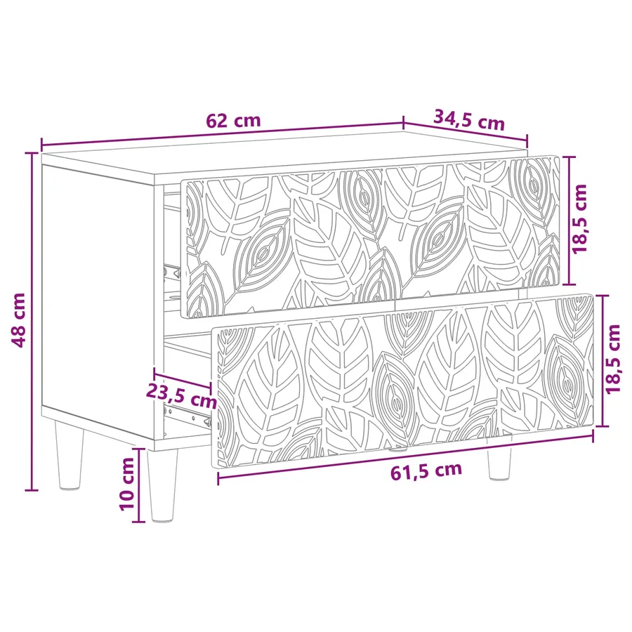 Table de chevet Chêne Sonoma 62 x 34,5 x 48 cm - 10