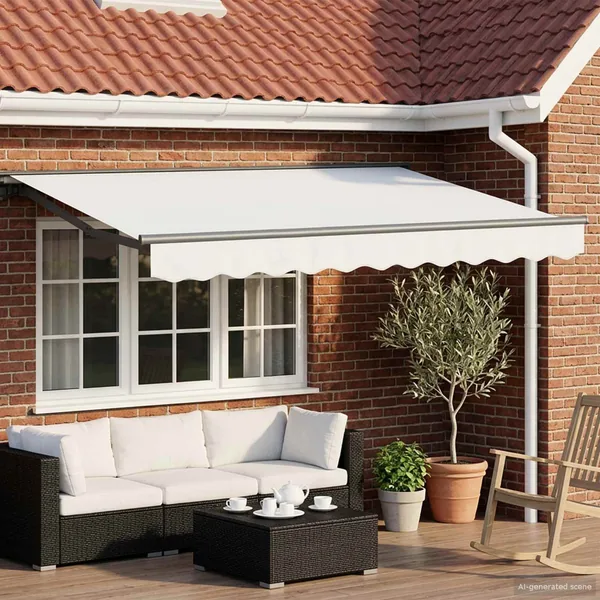 Cadre de store manuel avec LEDs Blanc et anthracite 3,5 x 2,5 m