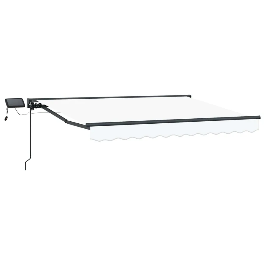 Cadre de store manuel avec LEDs Blanc et anthracite 3,5 x 2,5 m - 2