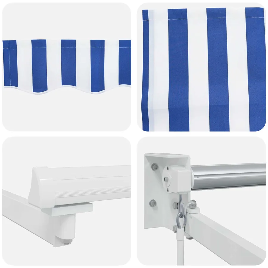 Store rétractable manuel avec LEDs Bleu et Blanc 4,5 × 3 m - 9