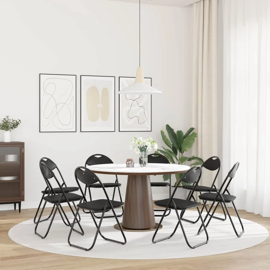 Chaise pliante 8 pcs Noir 48 x 43,5 x 81 cm Simili cuir - 4