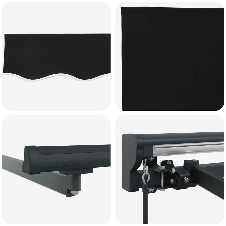 Cadre de store manuel avec LEDs Noir et anthracite 3,5 x 2,5 m - 9
