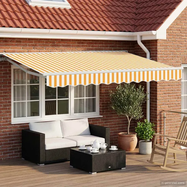 Auvent rétractable électrique Jaune et blanc 3,5 x 2,5 m