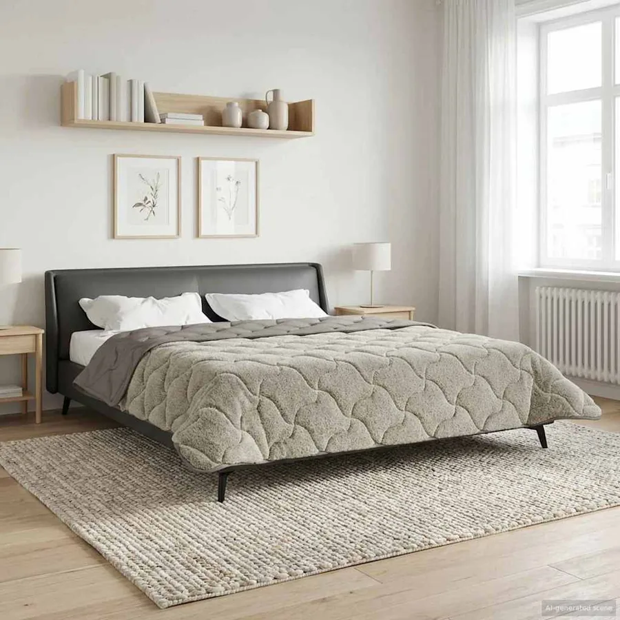 Duvet d'été simple Matelassé Gris clair 240 x 260 cm - 4