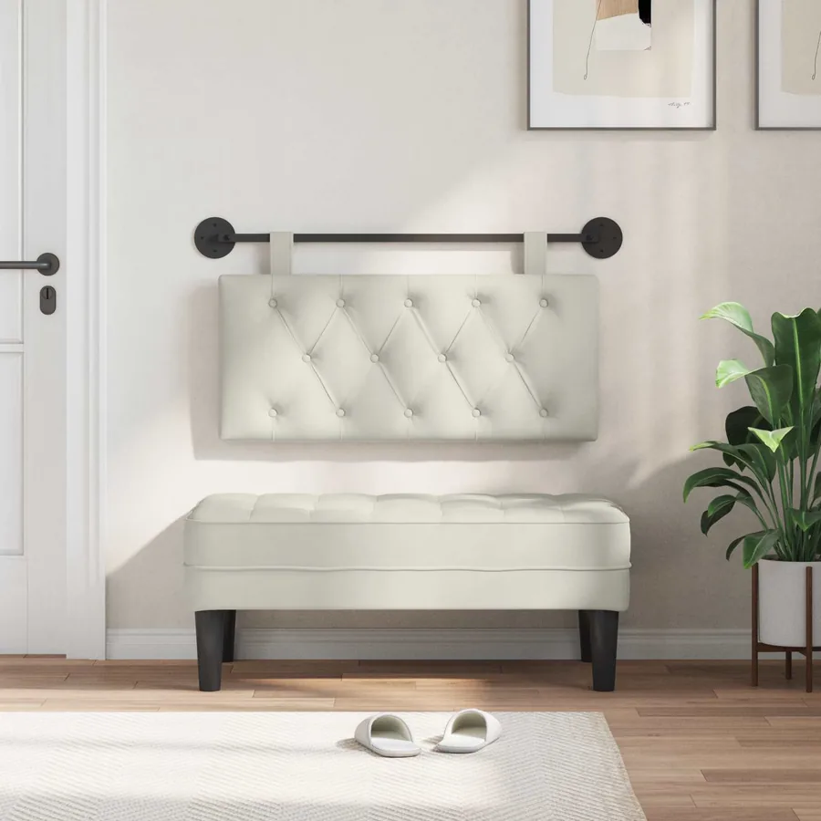 Tête de lit suspendue Avec lumière LED Crème Velours - 3