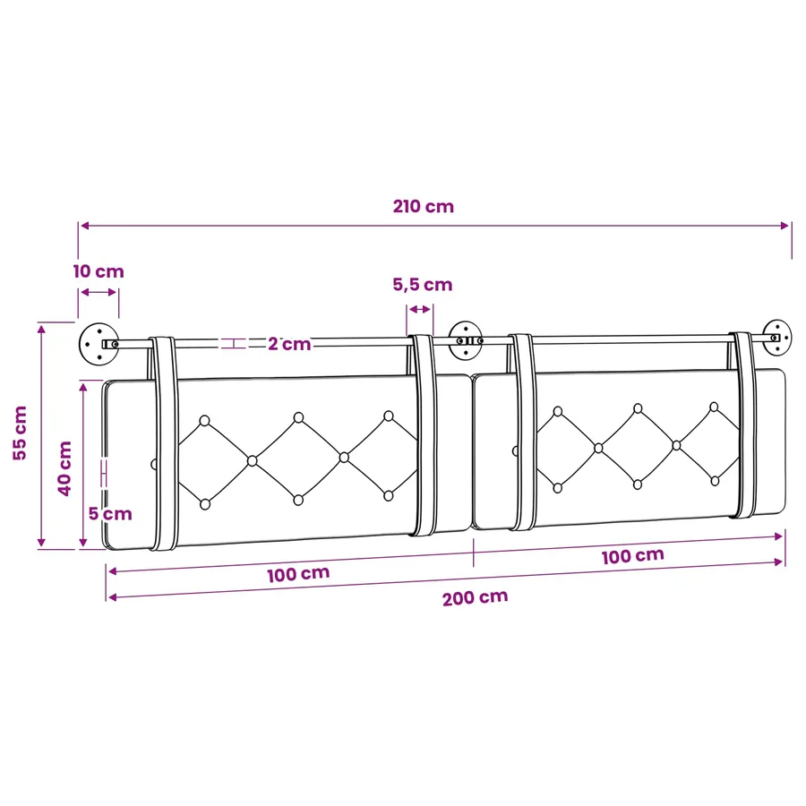 Tête de lit suspendue Blanc Simili cuir - 11