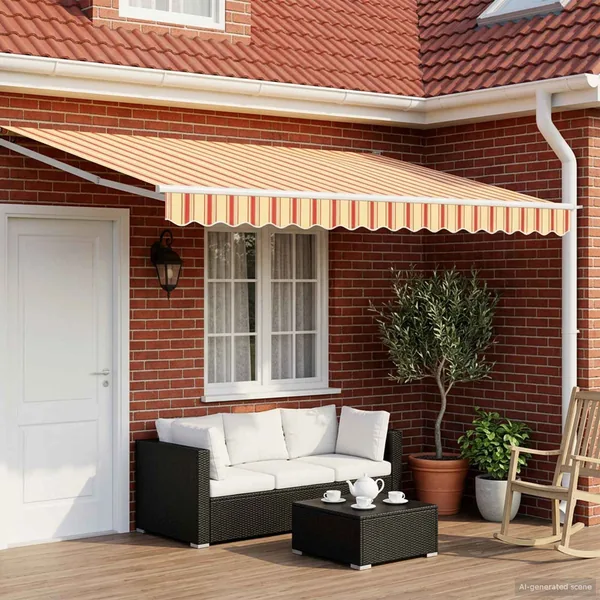 Store rétractable manuel avec LEDs Multicolore 4 × 3 m