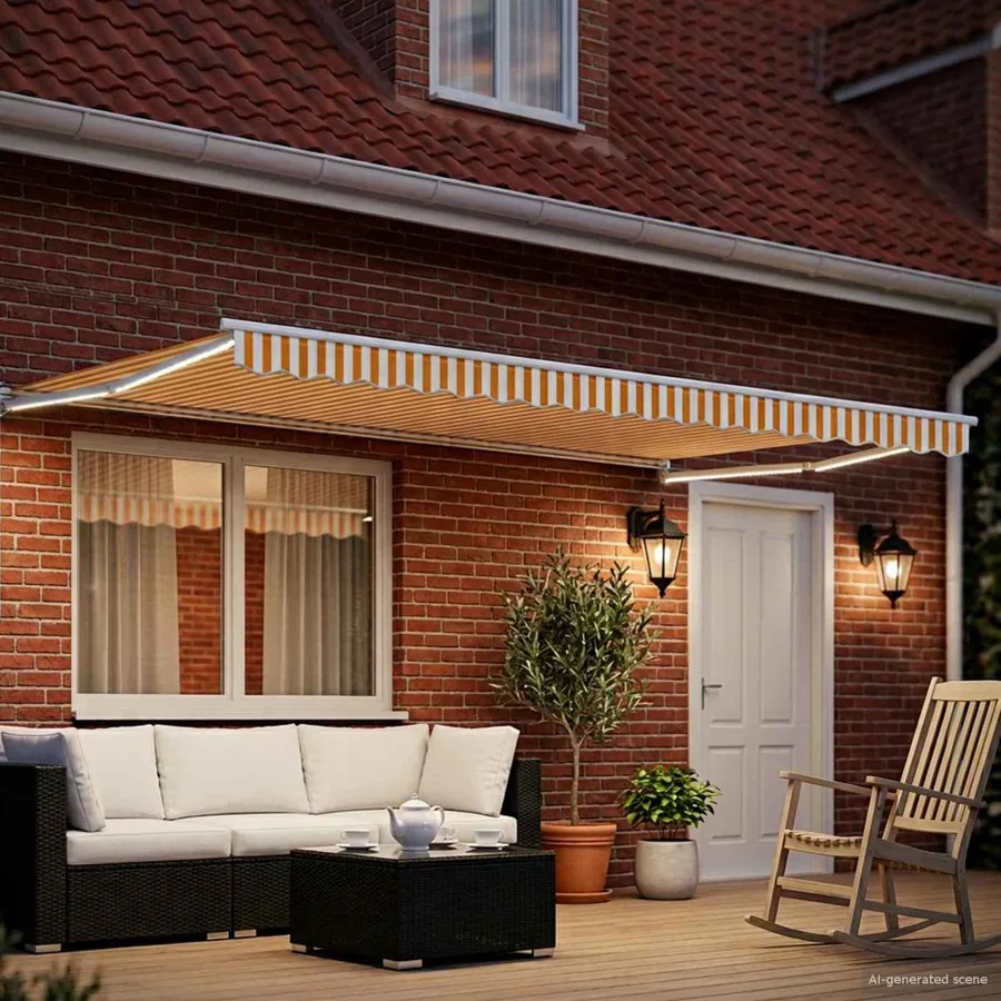 Store rétractable manuel avec LEDs Jaune et blanc 4 × 3 m - 3