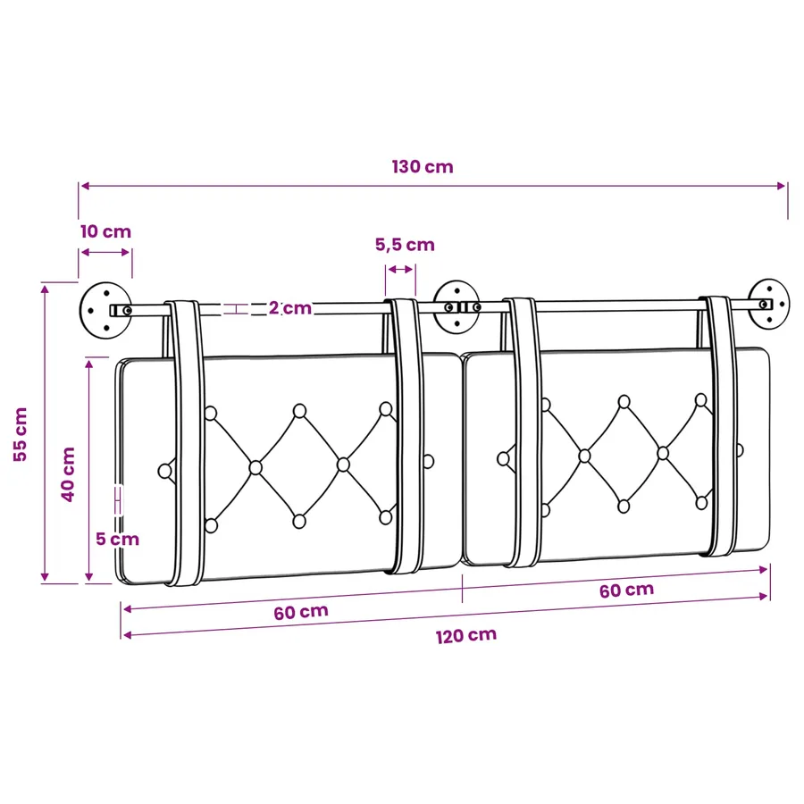 Tête de lit suspendue Rose Velours - 11