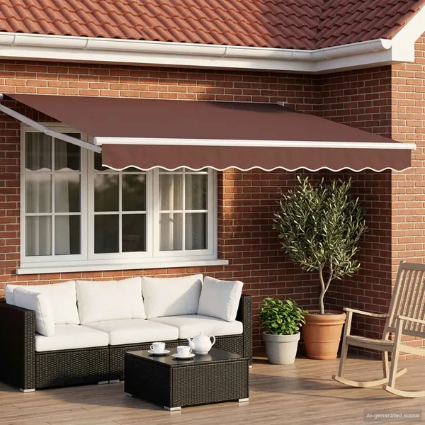 Auvent rétractable Marron 3,5 x 2 m 100% Polyester et Aluminium