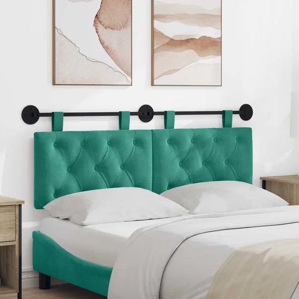Tête de lit suspendue Avec lumière LED Turquoise Velours