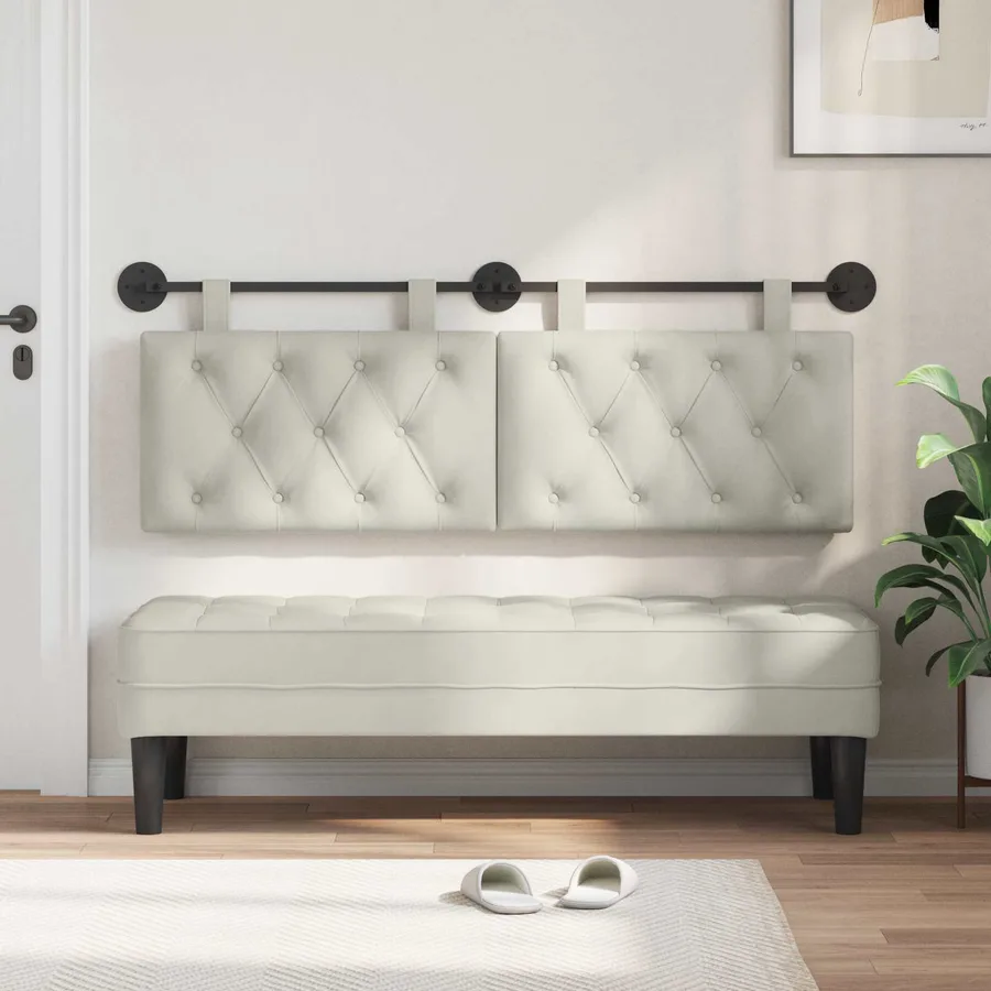 Tête de lit suspendue Avec lumière LED Crème Velours - 3