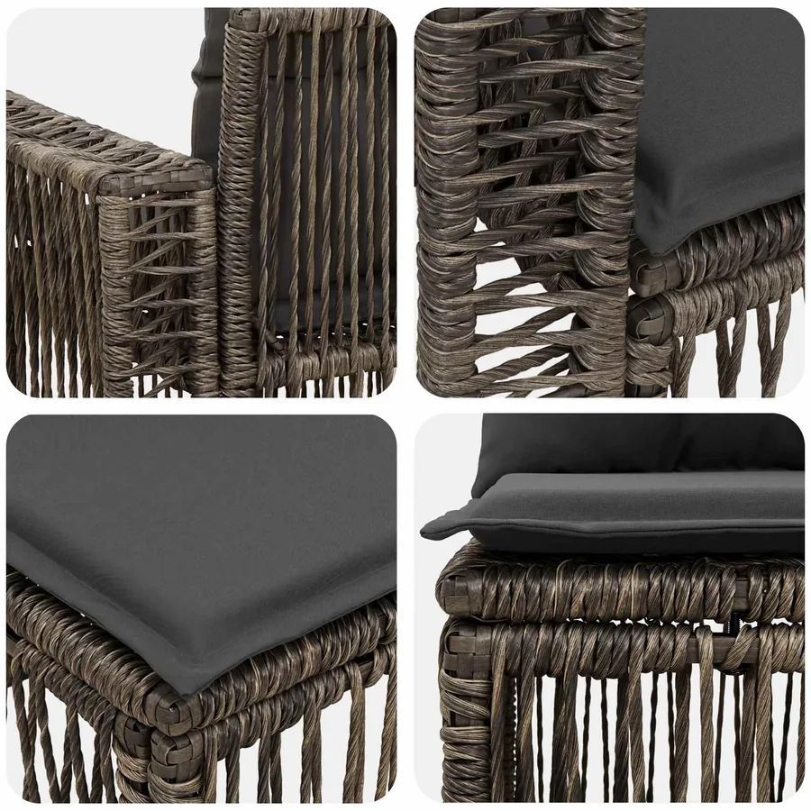 Ensemble de canapé de jardin 4 pcs Gris et Gris foncé polyrotin - 5