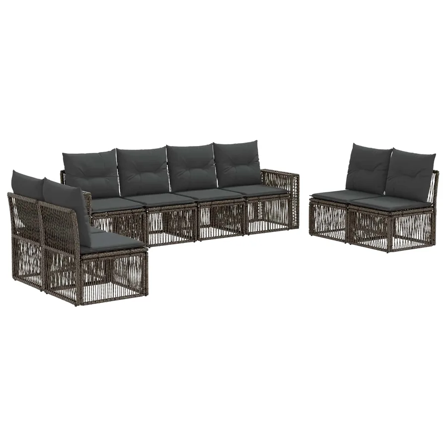 Ensemble de canapé de jardin 8 pcs Gris et Gris foncé polyrotin - 2
