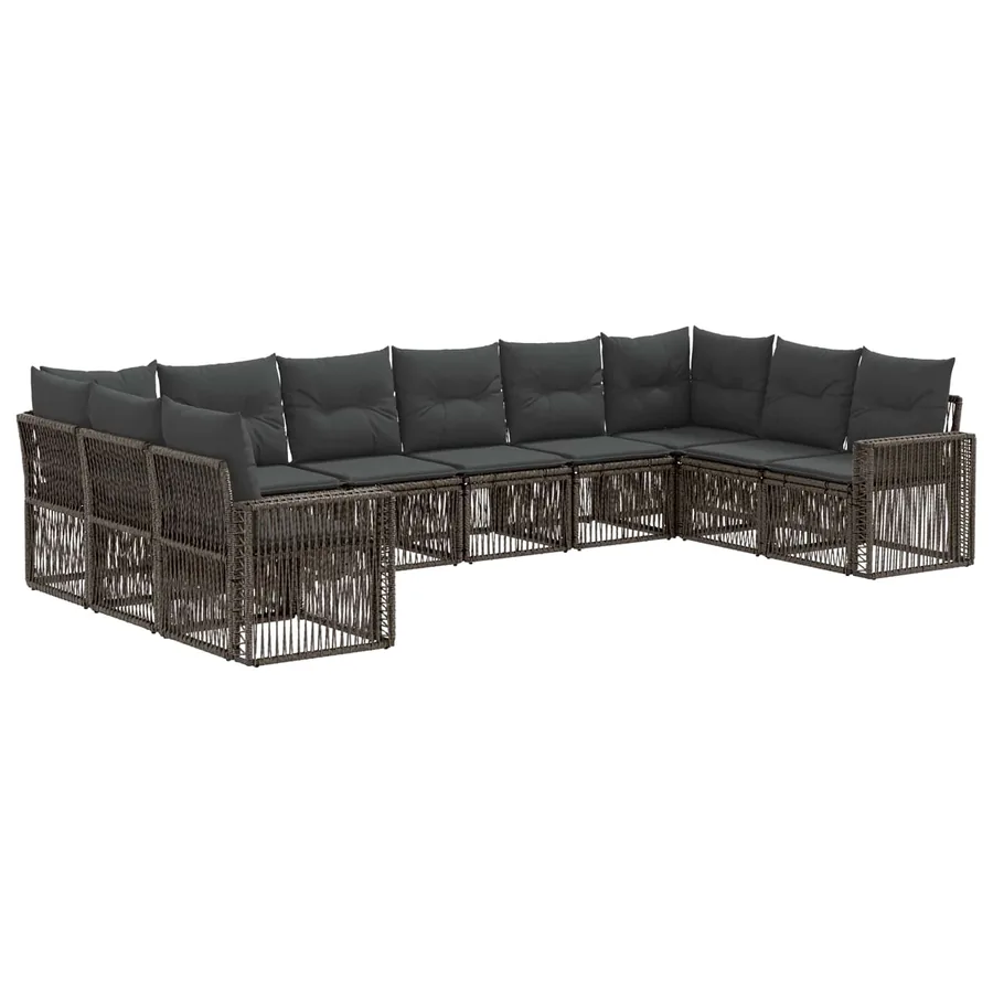 Ensemble de canapé de jardin 10 pcs Gris et Gris foncé - 2