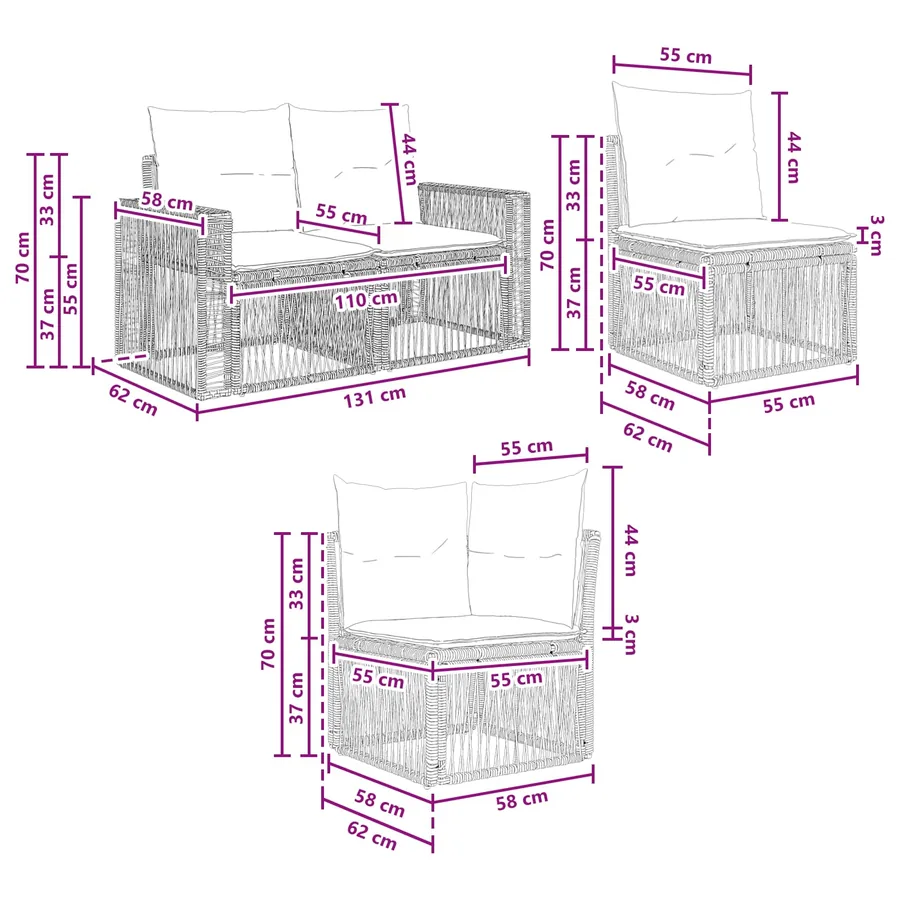Ensemble de canapé de jardin 10 pcs Gris et Gris foncé - 8