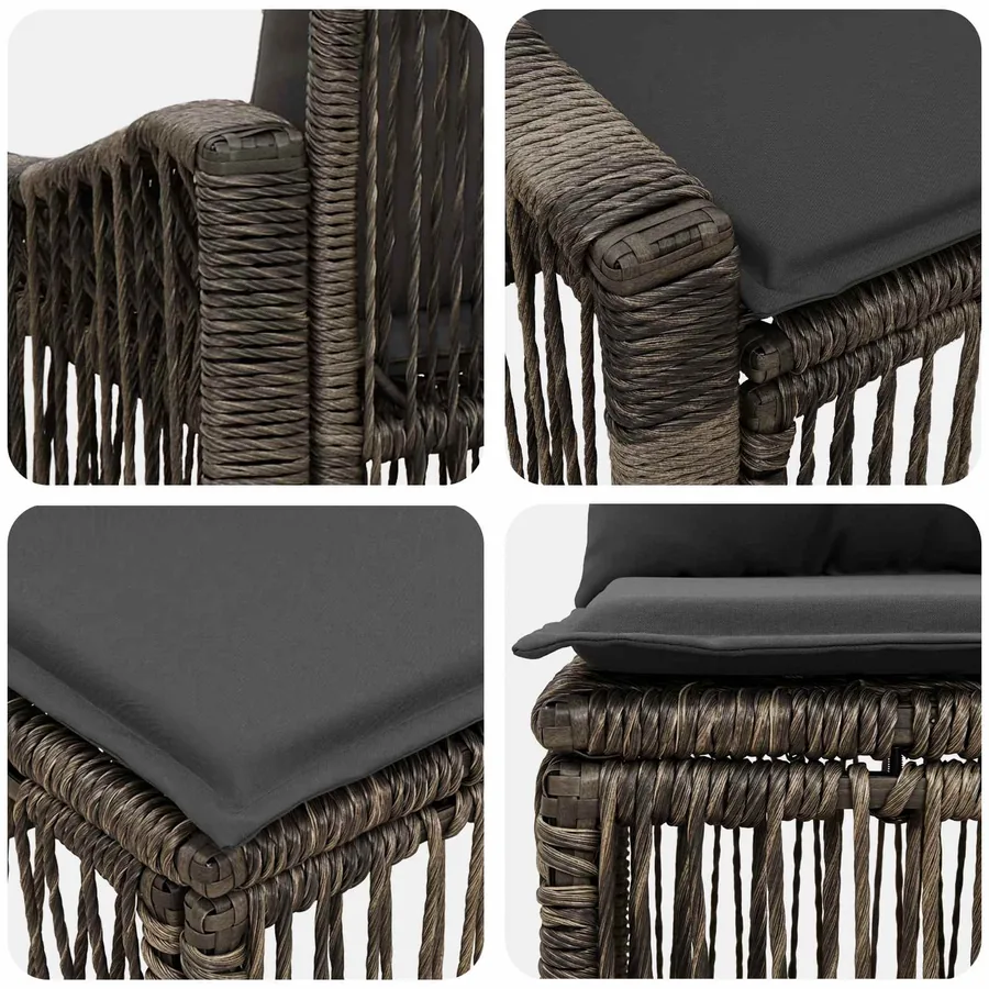 Ensemble de canapé de jardin 3 pcs Gris polyrotin - 4