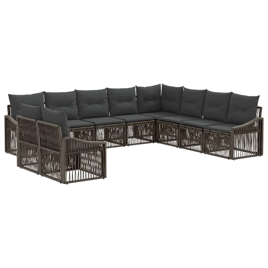 Ensemble de canapé de jardin 10 pcs Gris polyrotin - 2