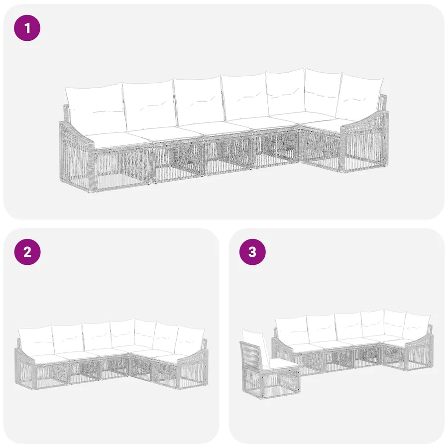 Ensemble de canapé de jardin 6 pcs Gris polyrotin - 6