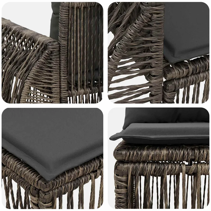 Ensemble de canapé de jardin 7 pcs Gris et Gris foncé polyrotin - 6