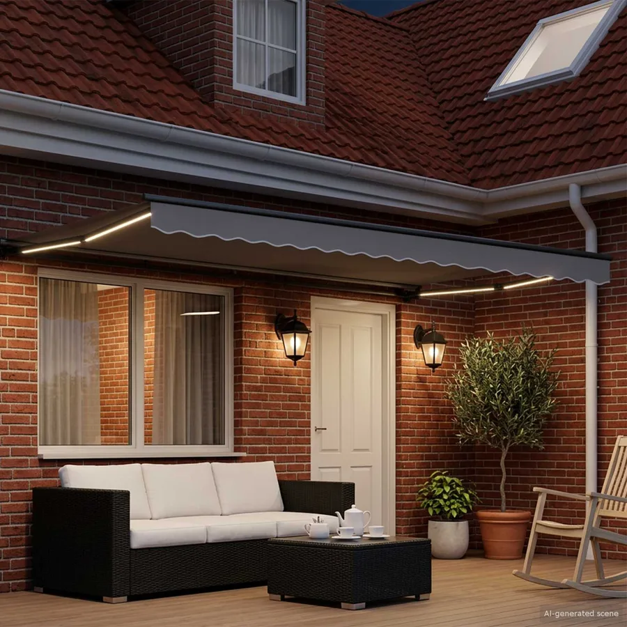 Cadre de store manuel avec LEDs Anthracite 4 x 2 m Aluminium - 3