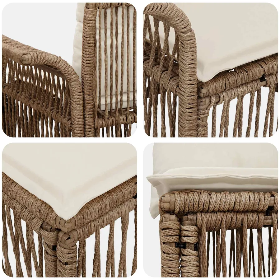 Ensemble de canapé de jardin 5 pcs Beige polyrotin - 5