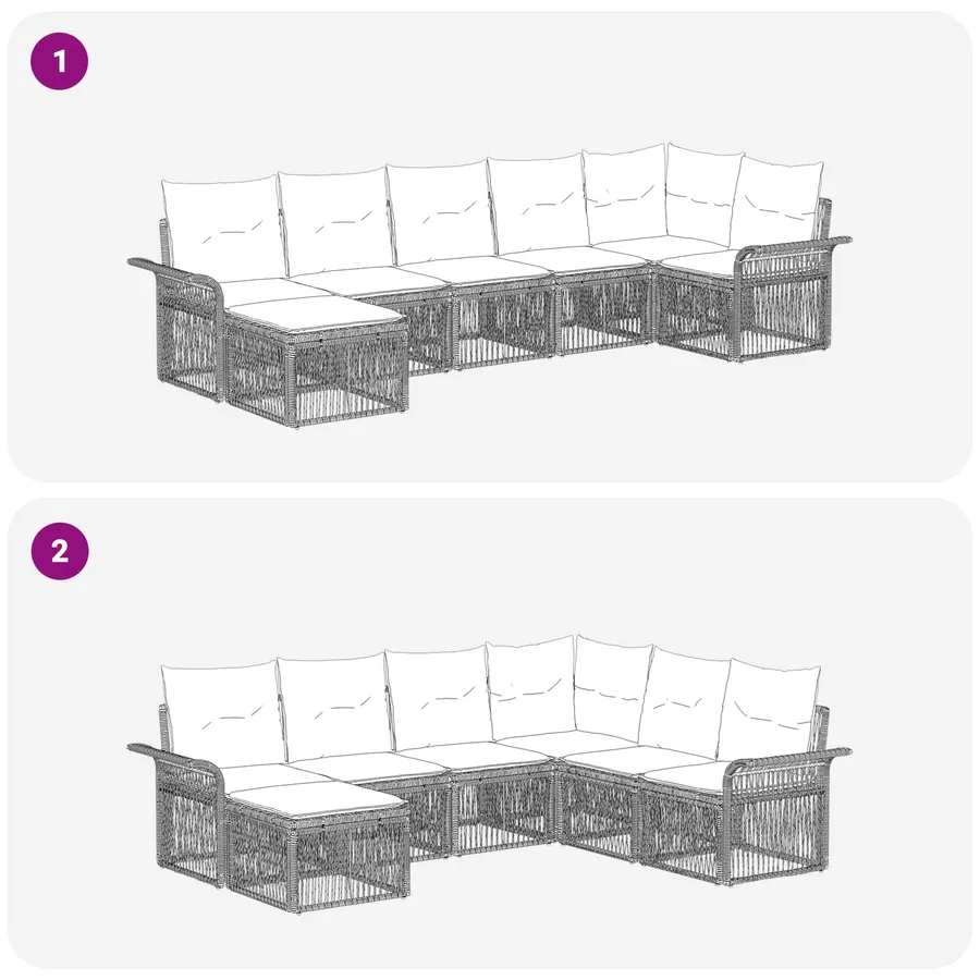 Ensemble de canapé de jardin 7 pcs Beige polyrotin - 7