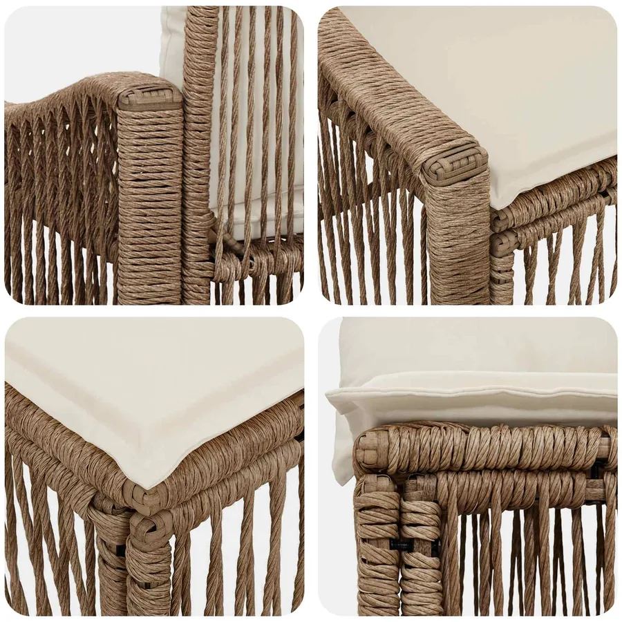 Ensemble de canapé de jardin 6 pcs Beige polyrotin - 6