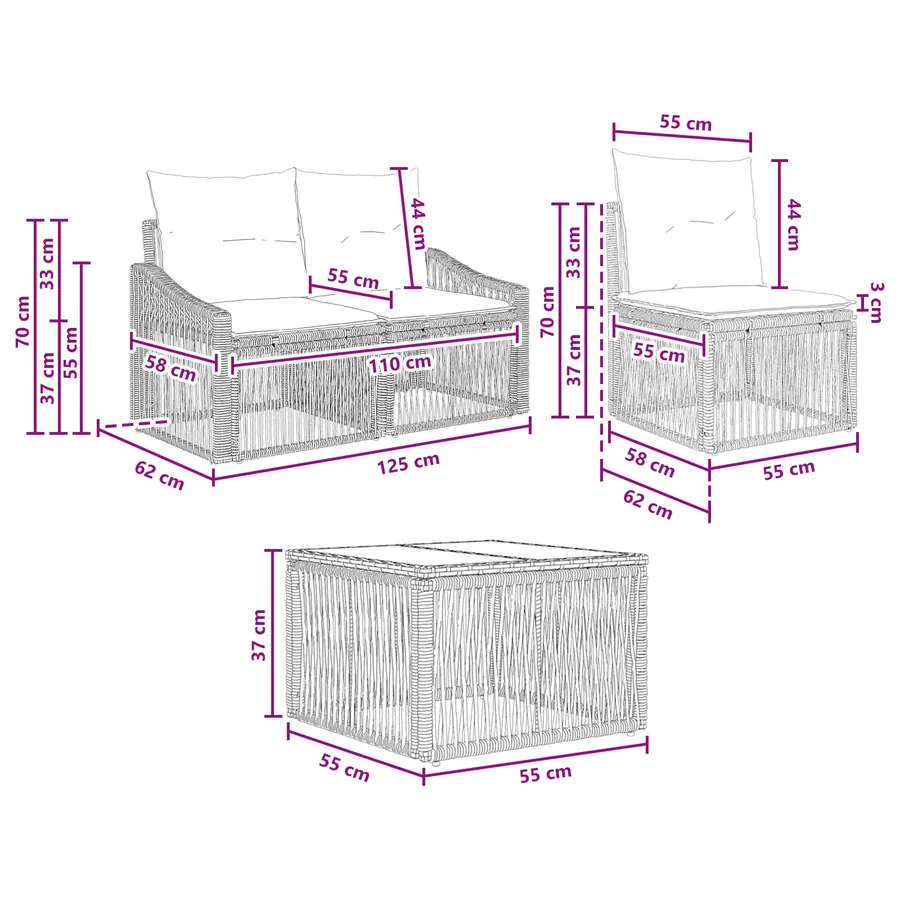Ensemble de canapé de jardin 6 pcs Beige polyrotin - 8