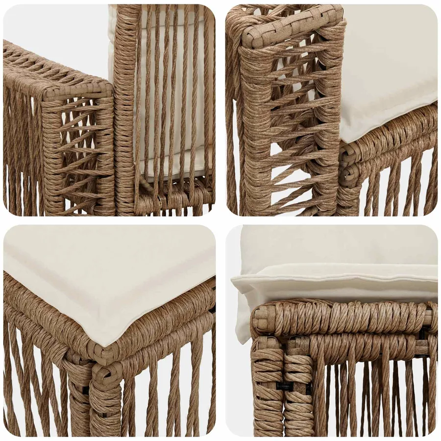 Ensemble de canapé de jardin 9 pcs Beige et blanc crème - 6