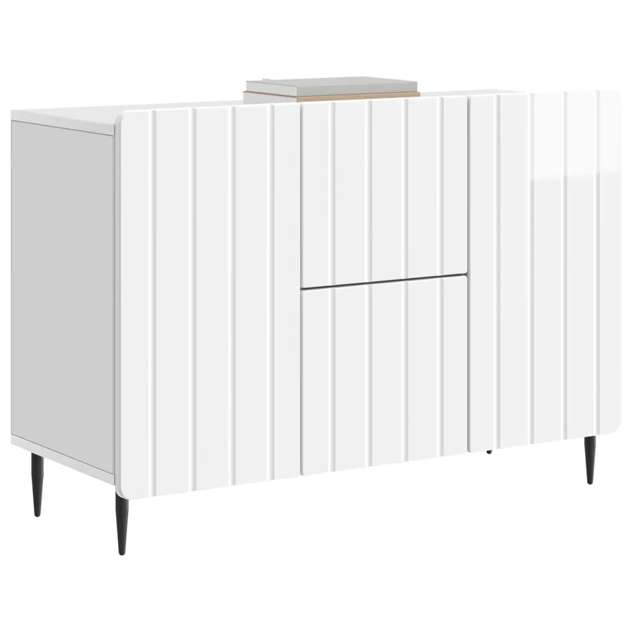 Buffet Blanc brillant 89 x 34,5 x 62 cm Bois d'ingénierie - 3