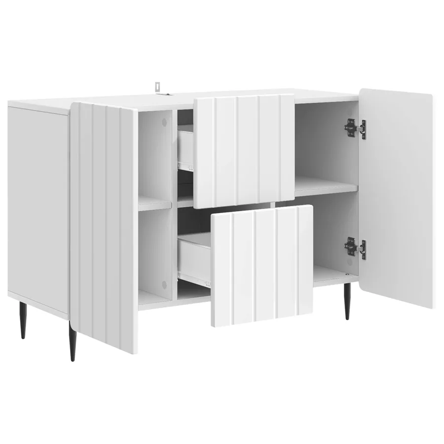 Buffet Blanc brillant 89 x 34,5 x 62 cm Bois d'ingénierie - 5