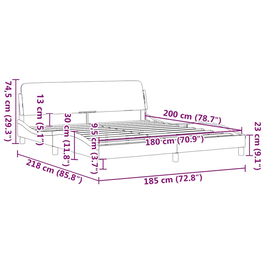 Cadre de lit Dover noir 180x200 cm en tissu - 9