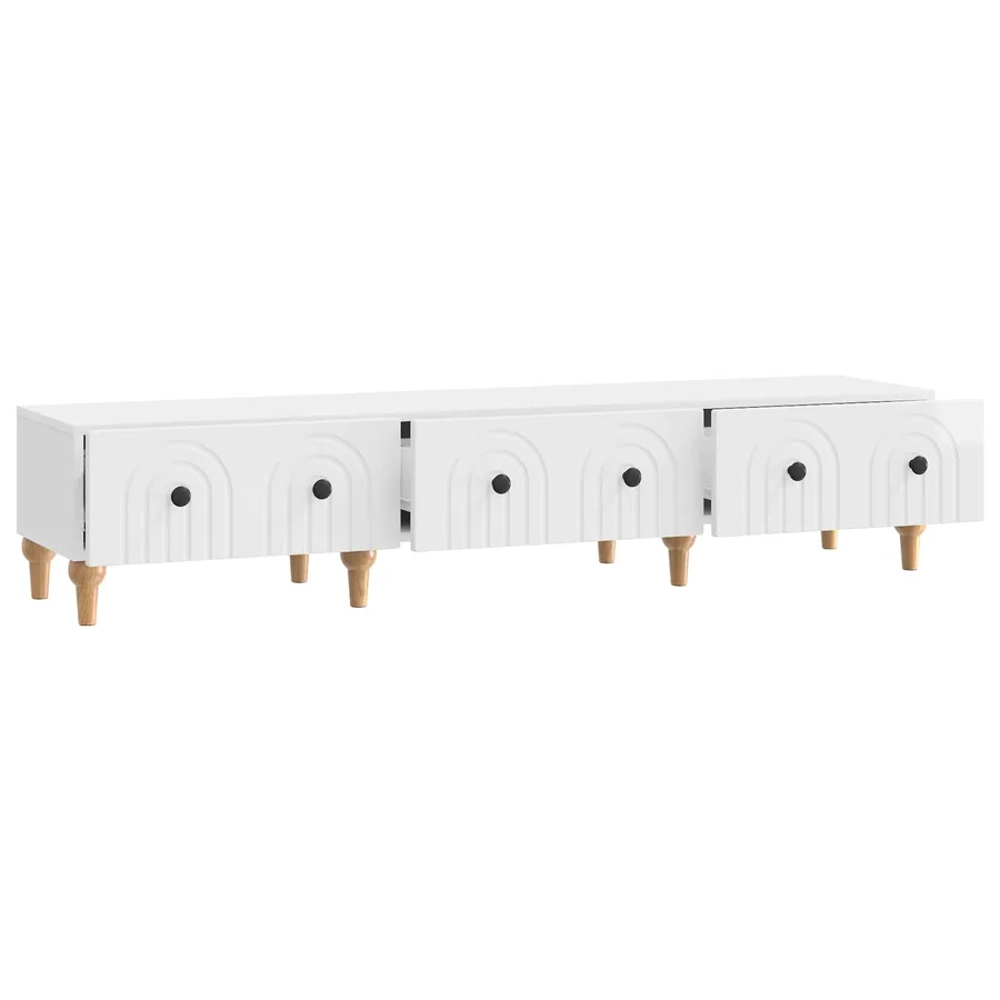 Meuble TV Blanc brillant 147 x 34,5 x 30 cm Bois d'ingénierie - 5