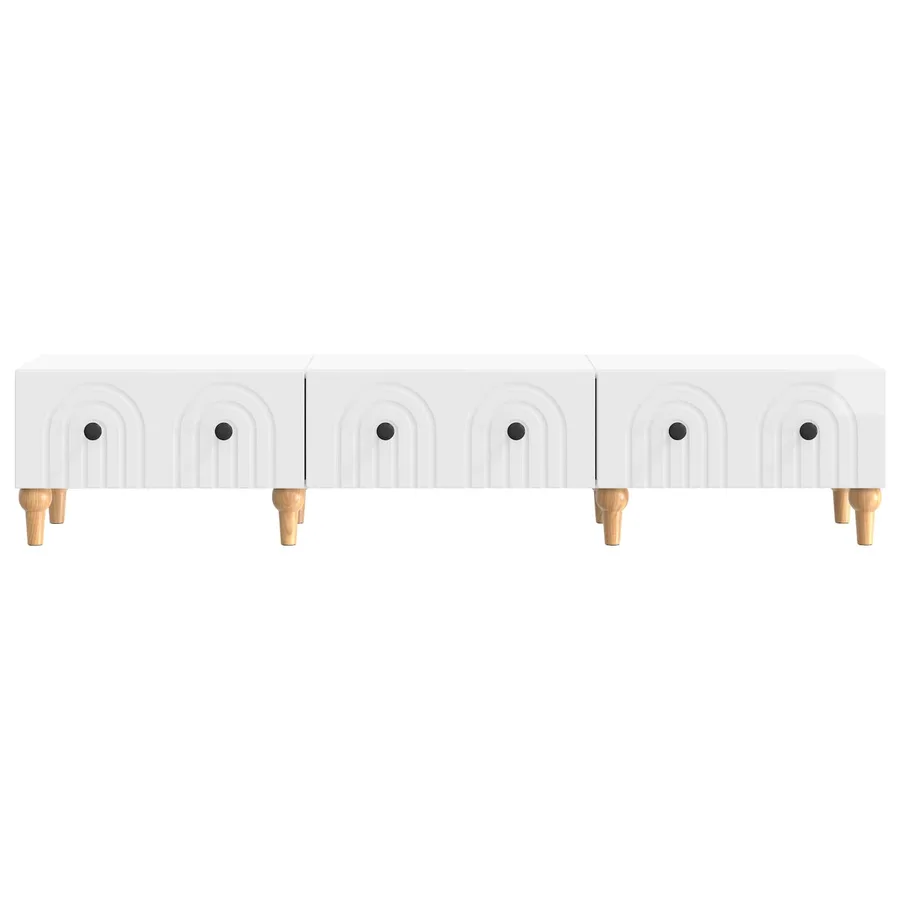 Meuble TV Blanc brillant 147 x 34,5 x 30 cm Bois d'ingénierie - 6