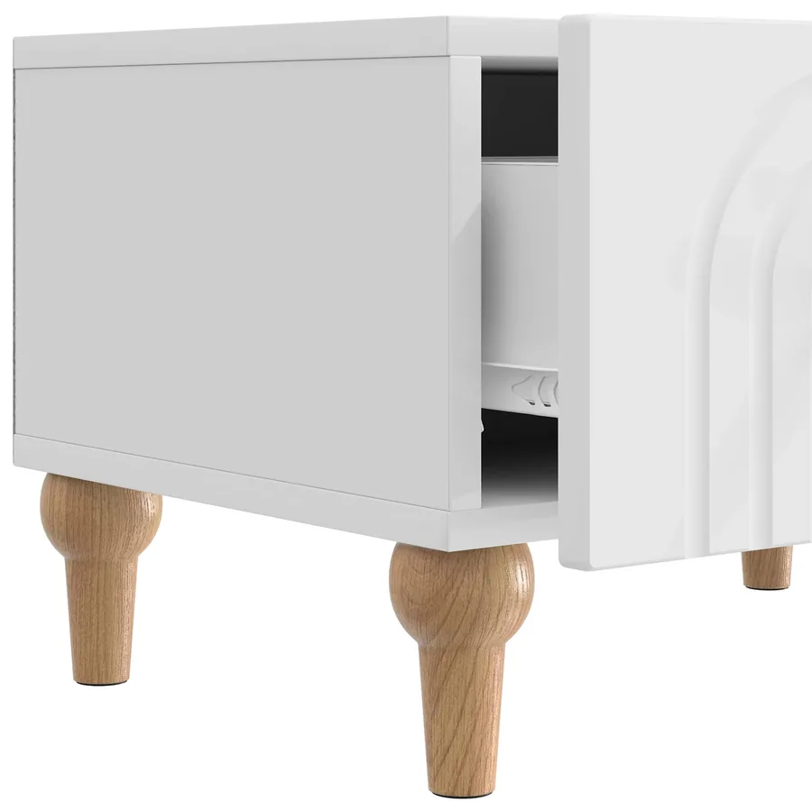 Meuble TV Blanc brillant 147 x 34,5 x 30 cm Bois d'ingénierie - 9