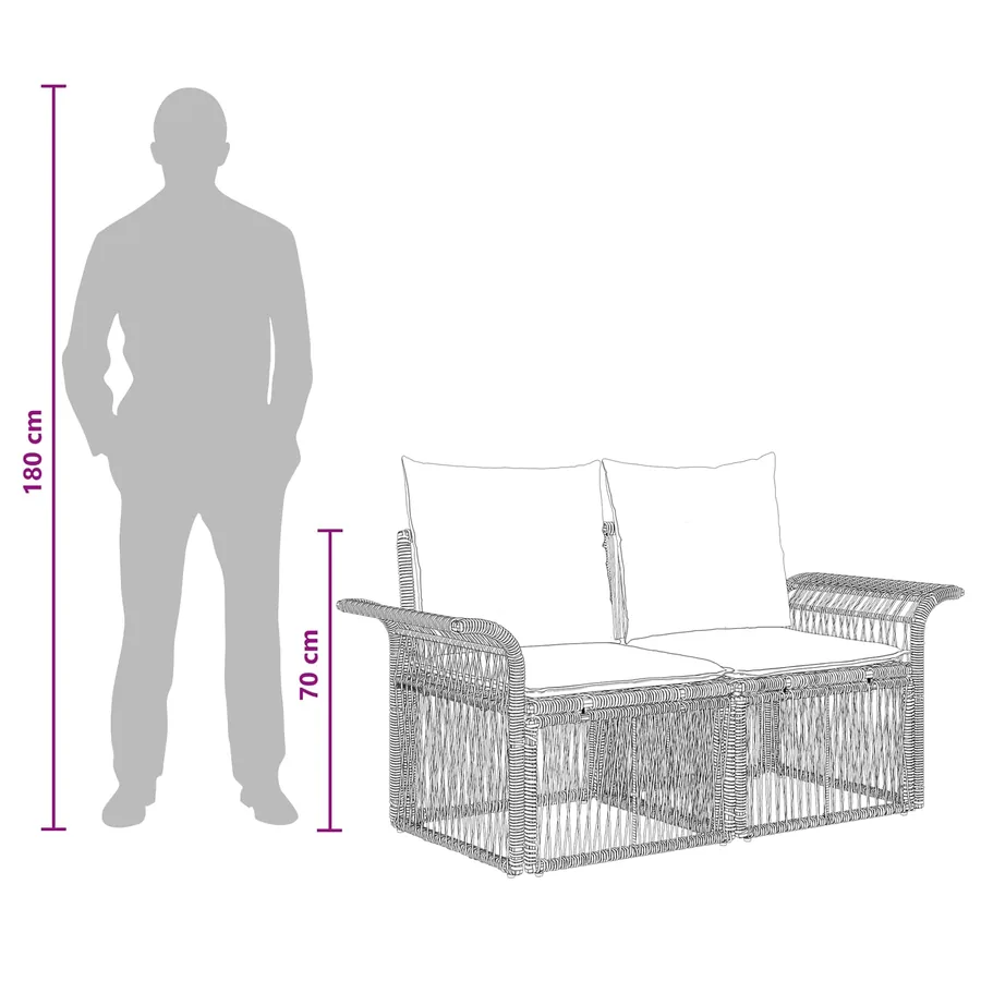Ensemble de canapé de jardin 6 pcs Gris polyrotin - 8
