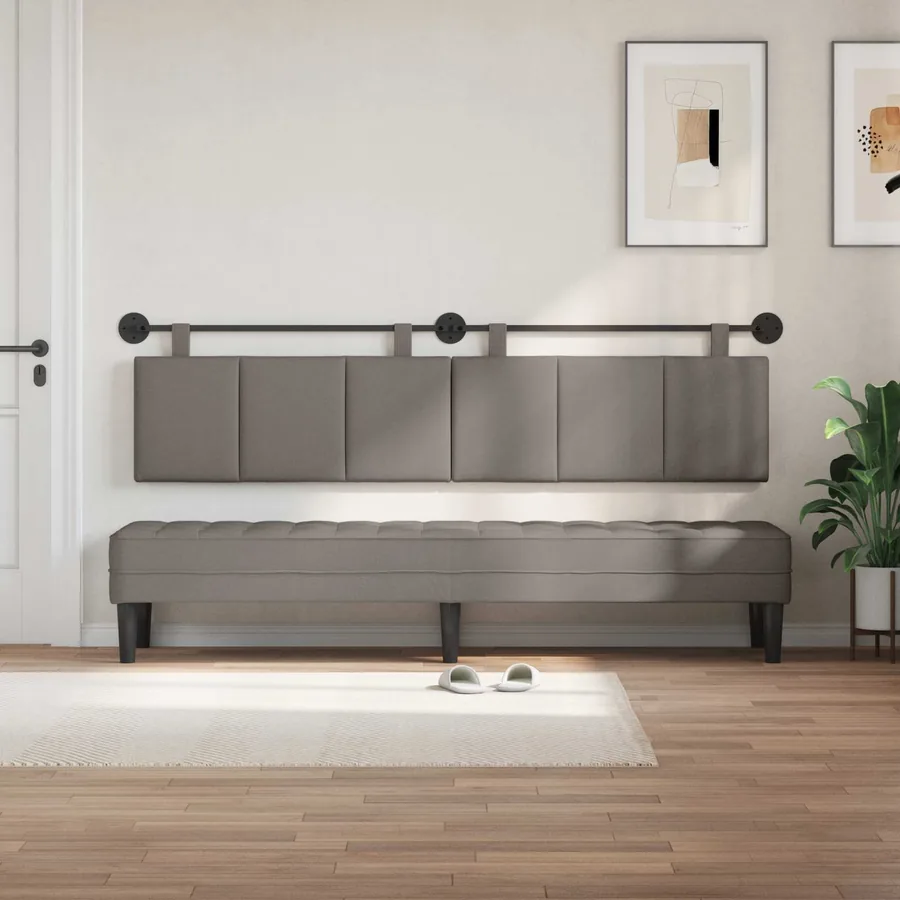 Tête de lit suspendue Taupe Tissu - 3