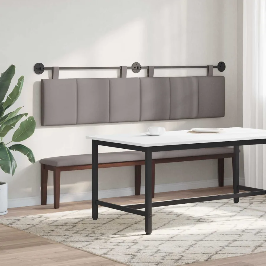 Tête de lit suspendue Taupe Tissu - 4
